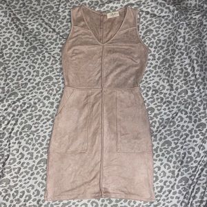 Suede pink/nude mini dress